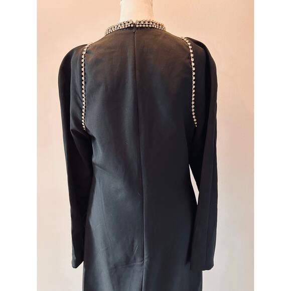 NWOT IEENA for Mac Duggal Black Long Sleeve Gown with Rhinestone Detailing US 8 - Picture 5 of 12